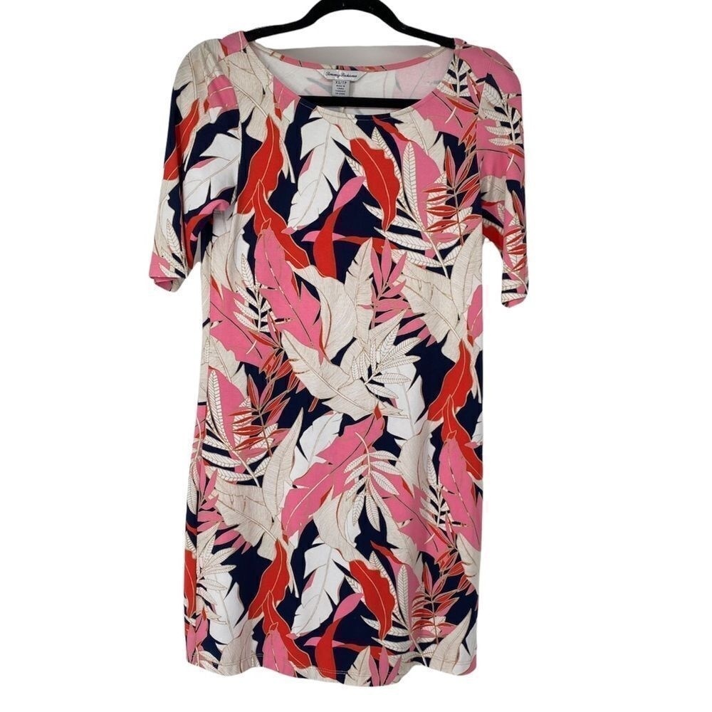 Tommy Bahama Dress Lily Leaf Toss Pink Confetti Pink Blue Dress Womens XS